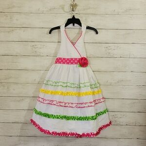 Girls Jessica Ann Seersucker Halter Top Petticoat Sundress Tier Ruffles Size 5